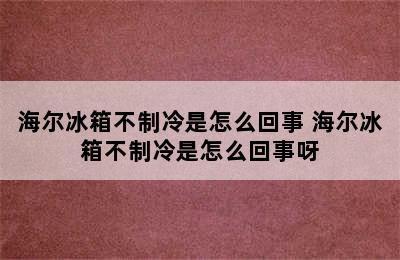 海尔冰箱不制冷是怎么回事 海尔冰箱不制冷是怎么回事呀